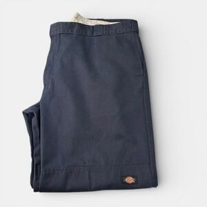 Dickies Mens Loose Fit Work Pants Navy Blue Size 44x30 Flat Front Chinos